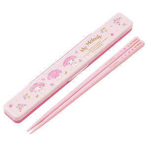 スケーター マイメロ/パステル水彩花柄 音の鳴らない箸・箸箱セット18cm ABC3