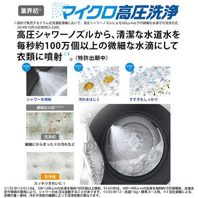 シャープ　SHARP ドラム式洗濯乾燥機 洗濯11.0kg 乾燥6.0kg ヒートポンプ乾燥 (左開き) マイクロ高圧洗浄 ES-W112-SL  シルバー系