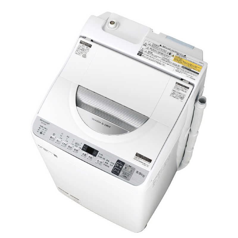 シャープ　SHARP シャープ　SHARP 縦型洗濯乾燥機 洗濯5.5kg 乾燥3.5kg ヒーター乾燥  ES-TX5D-S シルバー系 ES-TX5D-S シルバー系