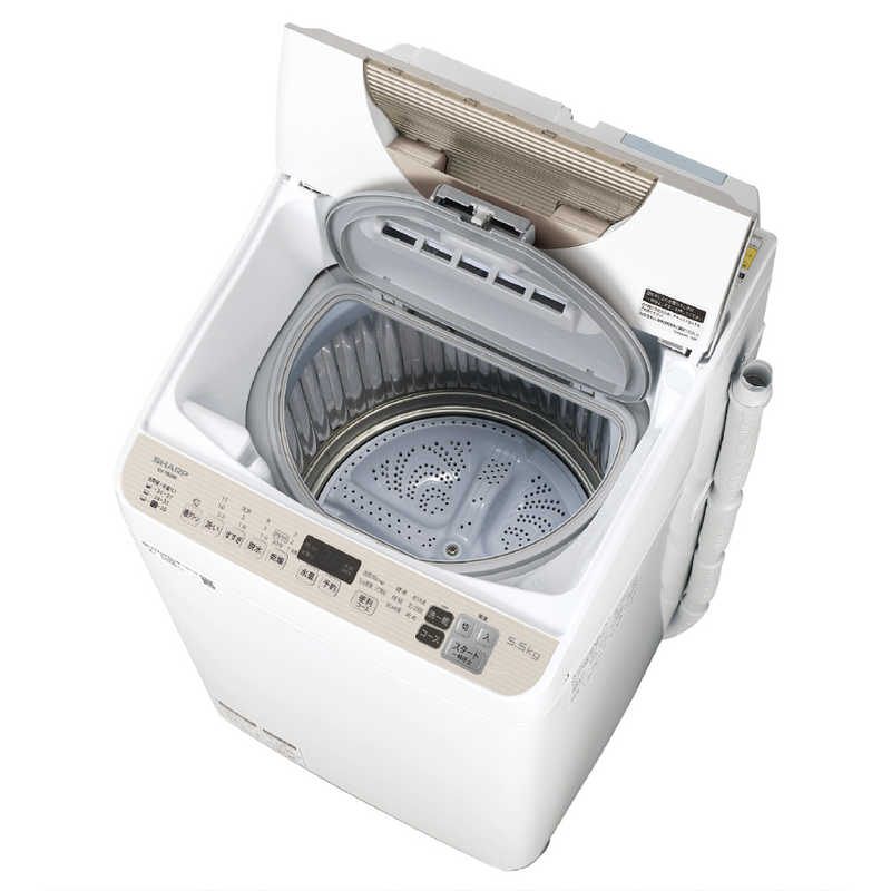 シャープ　SHARP シャープ　SHARP 縦型洗濯乾燥機 洗濯5.5kg 乾燥3.5kg ヒーター乾燥 穴なし槽 【ビックカメラグループオリジナル】 ES-T5DBK-N ゴールド系 ES-T5DBK-N ゴールド系
