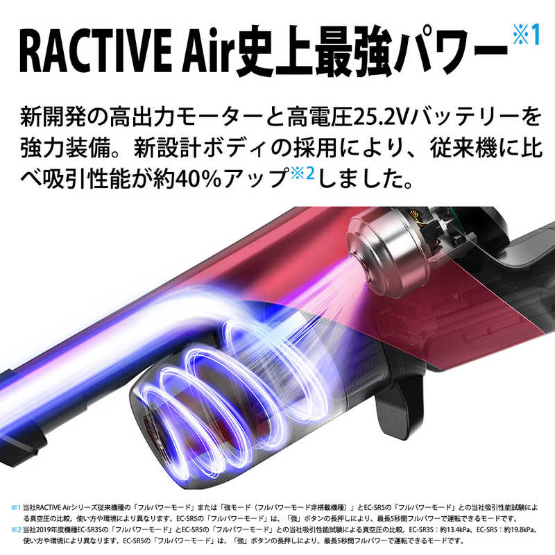 シャープ　SHARP シャープ　SHARP スティッククリーナー RACTIVEAir(ラクティブエア) [サイクロン式 /コードレス] EC-SR5-P ピンク系 EC-SR5-P ピンク系