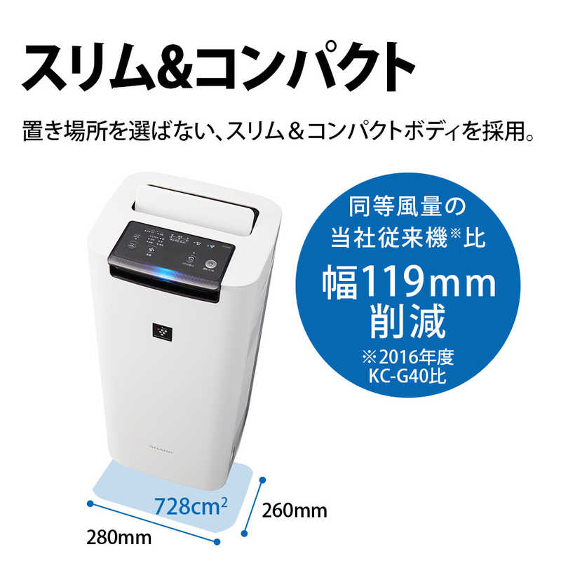シャープ　SHARP 【アウトレット】加湿空気清浄機 プラズマクラスター25000 ホワイト系 適用畳数 18畳 最大適用畳数(加湿) 12畳  PM2.5対応 KI-NS40-W