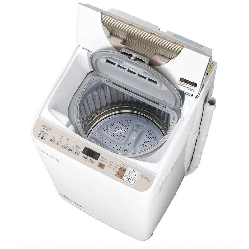 シャープ　SHARP 縦型洗濯乾燥機 洗濯機5.5kg 乾燥3.5kg ES-T5EBK-N ゴールド系