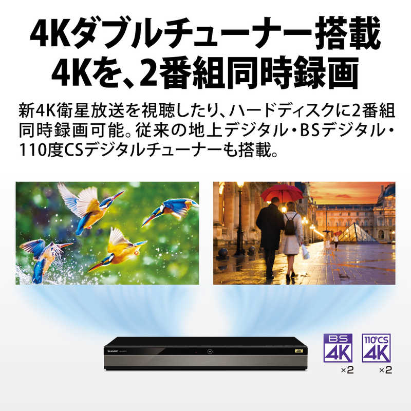 シャープ　SHARP シャープ　SHARP ブルーレイレコーダー AQUOS(アクオス) 4TB 3番組同時録画 (4K放送2番組同時録画) 4Kチューナー内蔵 4B-C40DT3 4B-C40DT3