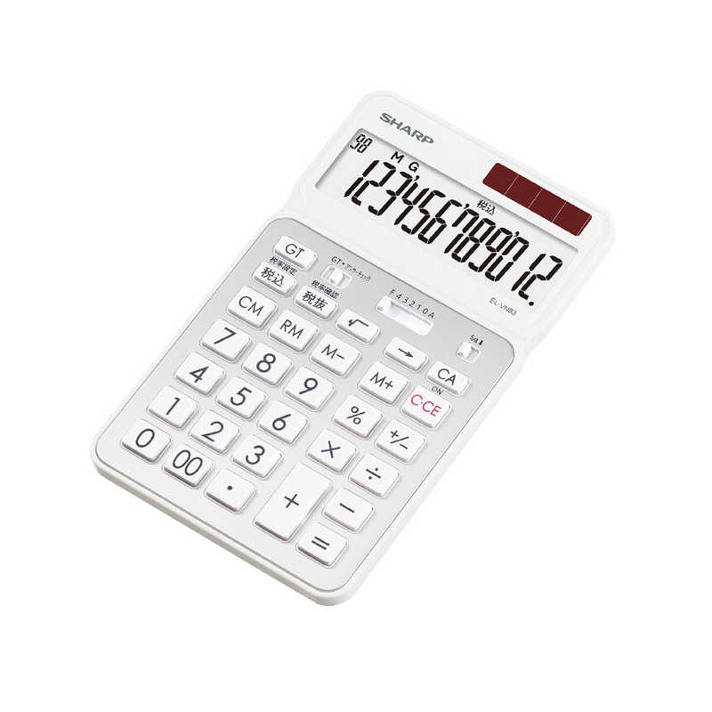 シャープ　SHARP シャープ　SHARP 電卓 抗菌仕様ナイスサイズタイプ 12桁  カラー･デザイン電卓 EL-VN83WX ホワイト系クリアホワイト EL-VN83WX ホワイト系クリアホワイト