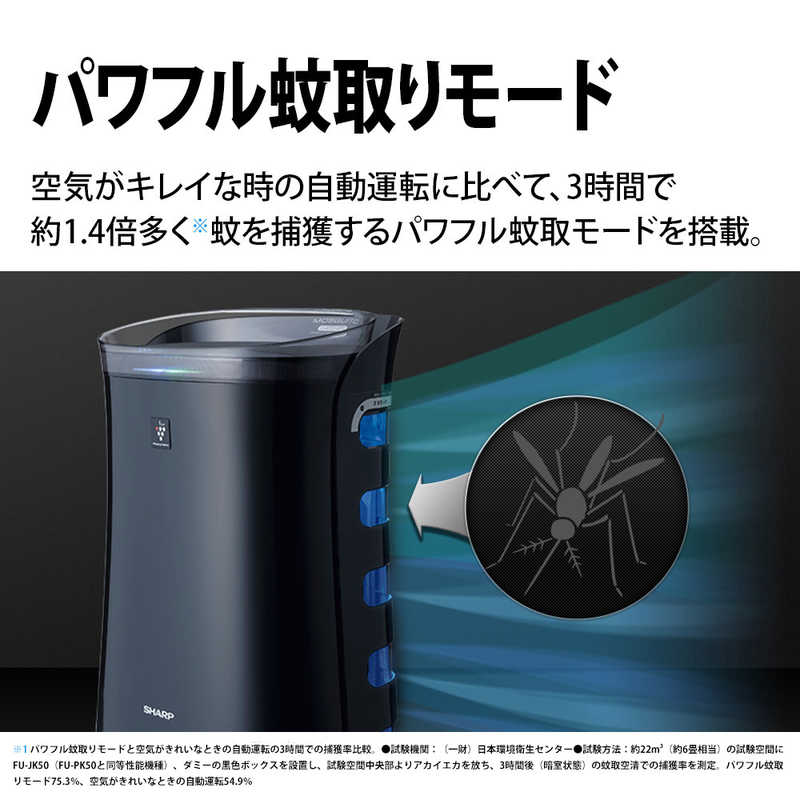 シャープ　SHARP シャープ　SHARP 空気清浄機 蚊取空清 プラズマクラスター搭載 ブラック系 適用畳数 23畳 FU-PK50-B FU-PK50-B