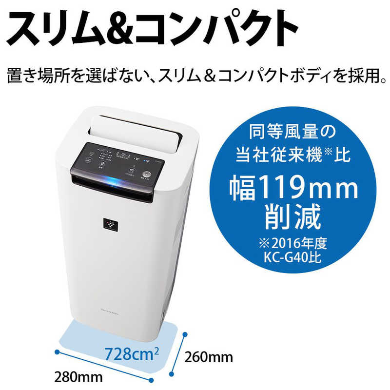 冷暖房/空調 空気清浄器 シャープ　SHARP 加湿空気清浄機 プラズマクラスター25000 ホワイト系 適用畳数 18畳 最大適用畳数(加湿) 12畳 PM2.5対応  KI-PS40-W