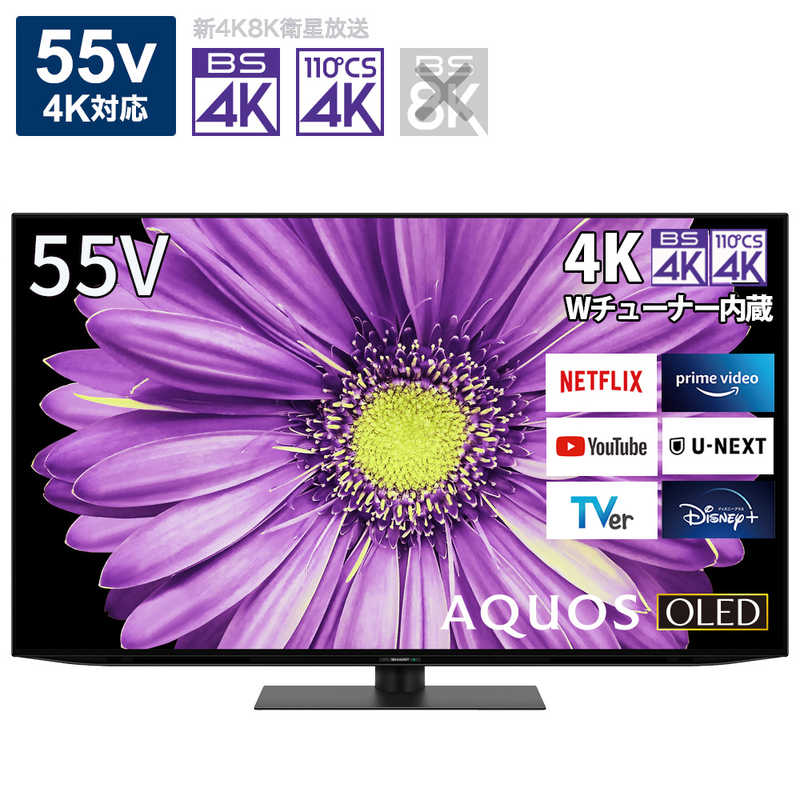 シャープ　SHARP シャープ　SHARP 有機ELテレビ AQUOS アクオス 55V型 4K対応 BS・CS 4Kチューナー内蔵 YouTube対応 4T-C55DQ2 4T-C55DQ2