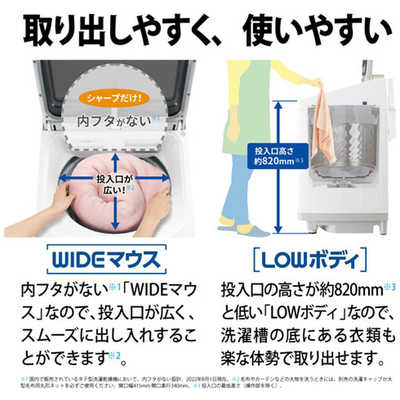 シャープ SHARP 縦型乾燥洗濯機 洗濯8.0kg 乾燥4.5kg ヒーター乾燥