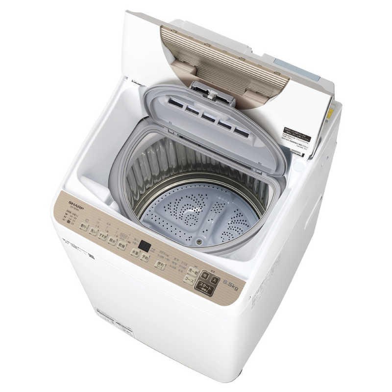 シャープ　SHARP シャープ　SHARP 縦型洗濯乾燥機 洗濯機6.5kg 乾燥3.5kg ヒータ乾燥 穴なし槽 ES-T6GBK-N ゴールド系 ES-T6GBK-N ゴールド系