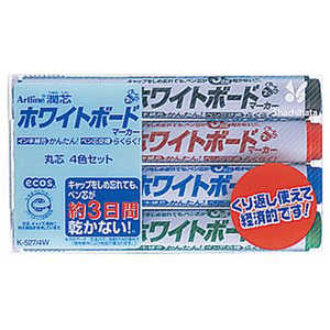 シヤチハタ 潤芯 ホワイトボードマーカー 丸芯 4色セット Artline(アートライン) K5274W シヤチハタ 潤芯 ホワイトボードマーカー 丸芯 4色セット Artline(アートライン) K5274W