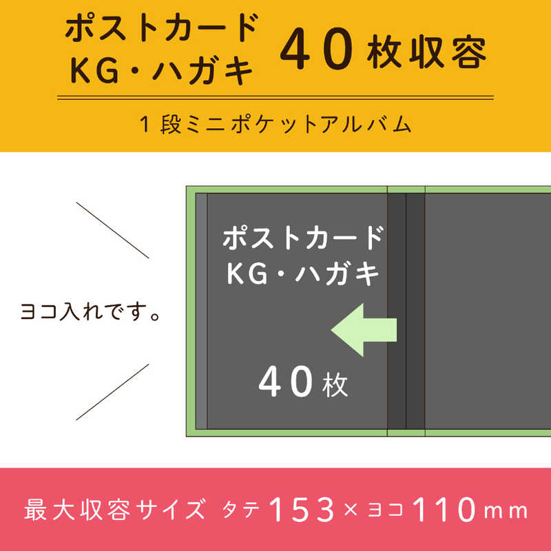 セキセイ セキセイ レミニッセンス ポケットアルバム ブラック (KG･ハガキ･ポストカードサイズ 40枚) XP‐40P‐BK XP‐40P‐BK