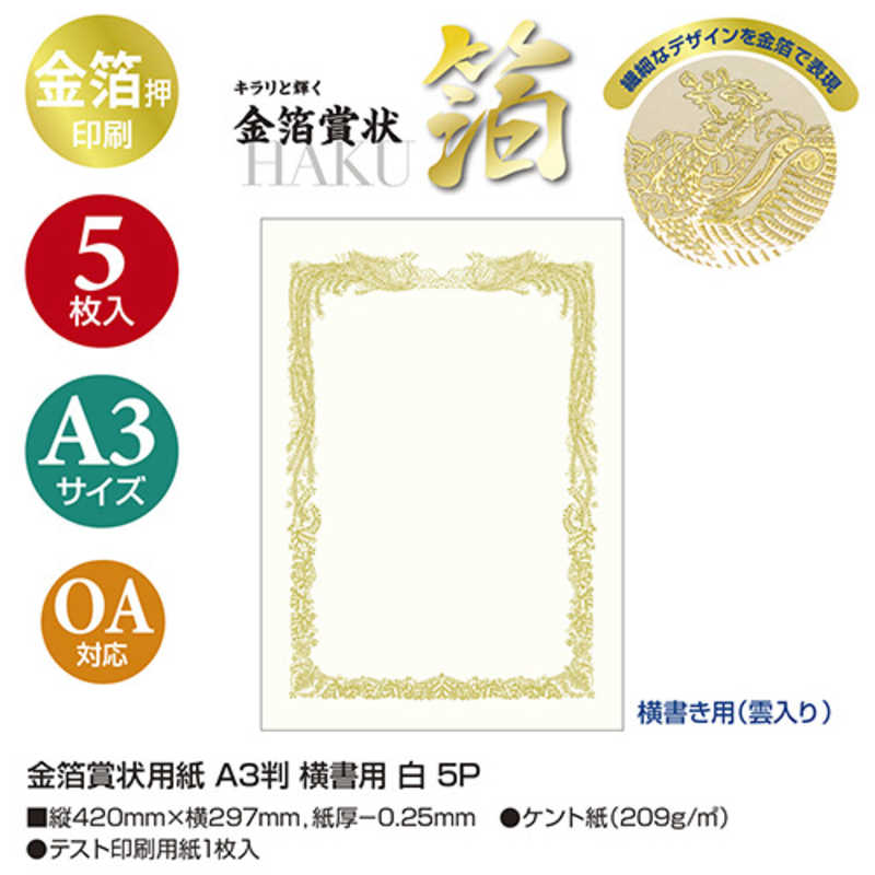 人気カラーの 生活用品 家電 ササガワ 金箔賞状用紙 白 10 3081 規格 ａ３判 1冊 Barbaria Com Ar
