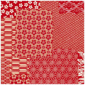 ササガワ 包装紙 千代紙合わせ 赤 半才判 4901715 491715