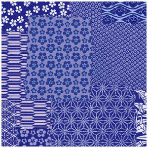 ササガワ 包装紙 千代紙合わせ 紺 半才判 4901716 491716