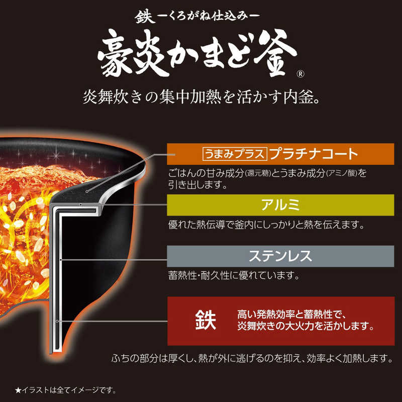 象印マホービン　ZOJIRUSHI 象印マホービン　ZOJIRUSHI 【アウトレット】炊飯器 5.5合 炎舞炊き 圧力IH 濃墨 NW-PT10 NW-PT10