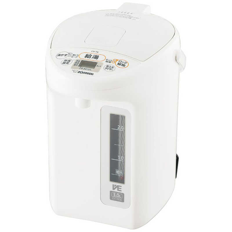 象印マホービン　ZOJIRUSHI 象印マホービン　ZOJIRUSHI VE電気まほうびん 優湯生 ホワイト [3.0L /蒸気セーブ機能つき] CV-TE30 CV-TE30