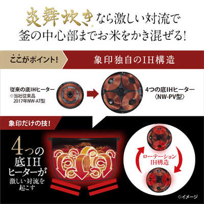 象印マホービン ZOJIRUSHI 炊飯器 5.5合 炎舞炊き 圧力IH グレイッシュ 