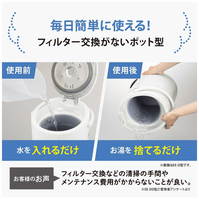 象印マホービン　ZOJIRUSHI 象印マホービン　ZOJIRUSHI 加湿器 [スチーム式] 木造6畳/鉄筋10畳 ホワイト EE-RT35 EE-RT35