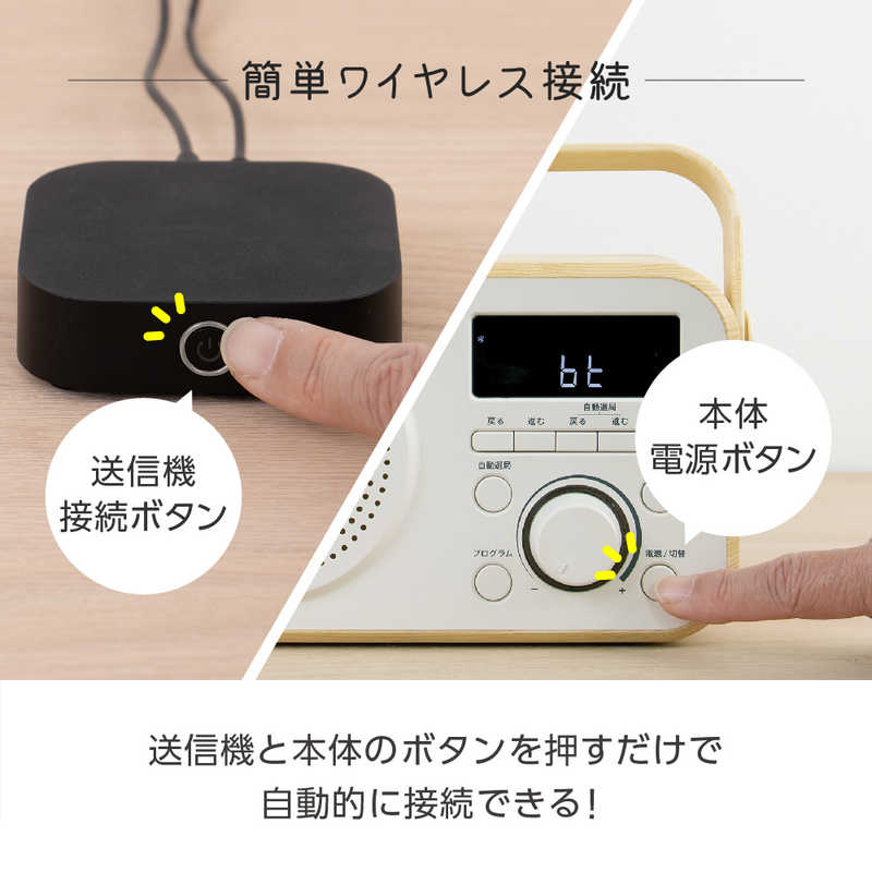 ゼピール ゼピール ラジオ付手元スピーカー木聲(きこえ)AC電源/乾電池 ［Bluetooth対応］ ホワイト DTS-WS230-WH DTS-WS230-WH