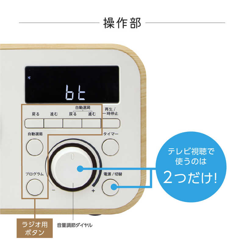 ゼピール ゼピール ラジオ付手元スピーカー木聲(きこえ)AC電源/乾電池 ［Bluetooth対応］ ホワイト DTS-WS230-WH DTS-WS230-WH