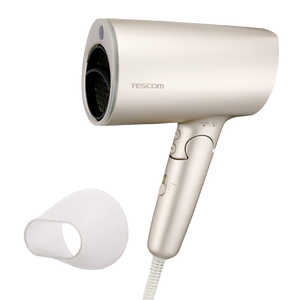 エレコム　ELECOM ドライヤー 大風量 速乾 温度センサー 熱ダメージ配慮 マイナスイオン 2.0 m3/分 1300W 折りたたみ クールショット まとまるノズル ヘアドライヤー ゴールド TD713A-N