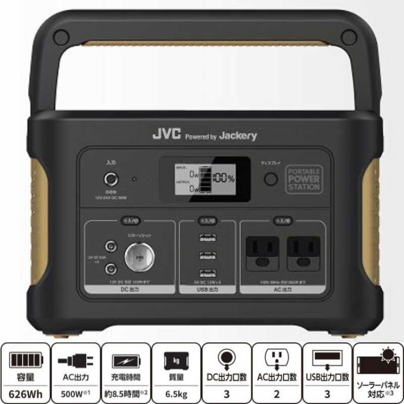 JVC JVC ポータブル電源 スタンダードモデル [626Wh /8出力 /ソーラーパネル(別売)] BN-RB62-C BN-RB62-C