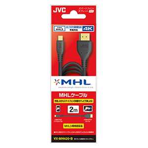 JVC HDMI変換・延長プラグ ブラック [2m /スタンダードタイプ /4K対応] VX-MH420-B
