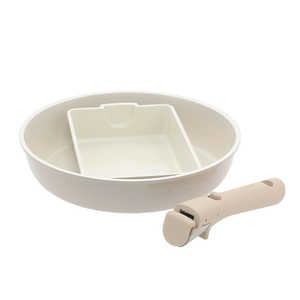 ベストコ CAROTE(カローテ) 卵焼き器 フライパン 取っ手 3点セット IH ガス火対応 セラミック ICE cream ミルクティー NM-5281