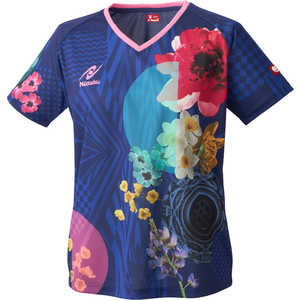 ニッタク 卓球用品 レディース モダンフラワーシャツ S ネイビー NW-2221