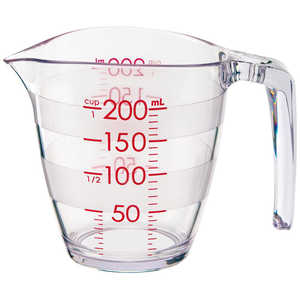 マーナ 目盛りが見やすい計量カップ200ml・CL K649CL マーナ 目盛りが見やすい計量カップ200ml・CL K649CL