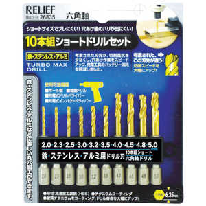 イチネンミツトモ 10本組 六角軸ショートドリル (1セット10本) 26835