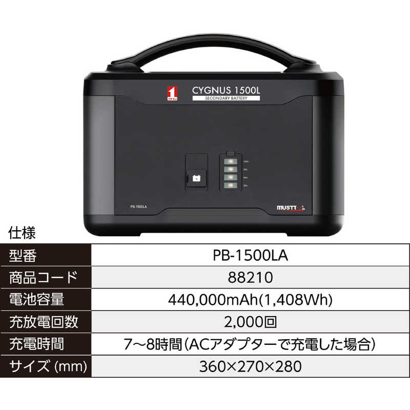 イチネンMTM イチネンMTM ポータブル補助電源 MUSTTOOL(マストツール) 88210  PB-1500LA PB-1500LA