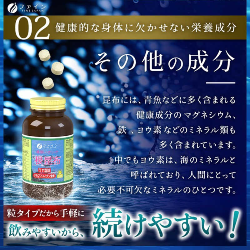 ファイン ファイン ファイン根昆布 エキス粒 うす塩味 500粒  