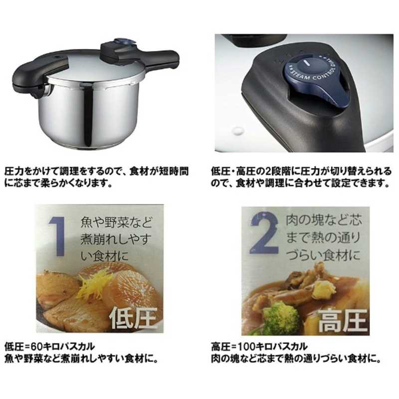 送料無料 パール金属 クイックエコ ステンレス圧力鍋4.5L H-5041