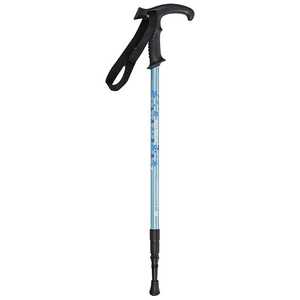 キャプテンスタッグ トレッキングステッキ Tグリップ(3段スライド式) ブルー フラワー M-9856 M9856