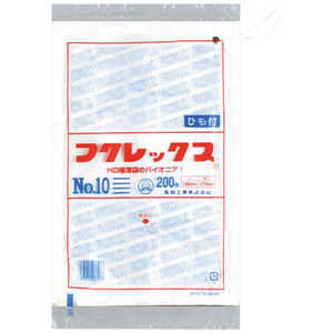 福助工業 福助 フクレックス ポリ袋 規格袋 ひも付き HDPE・半透明 0.008mm厚 10号 180mm×270mm×6000枚:200枚×30袋 福助工業