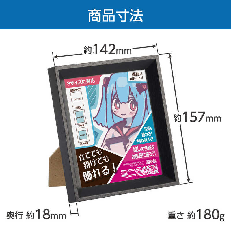 ハクバ ハクバ ミニ色紙額 ブラック (ミニ色紙・ましかく(89)サイズ・Lサイズ 対応) FWMSG01BK FWMSG01BK