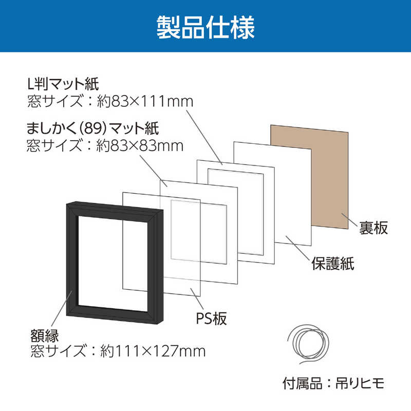 ハクバ ハクバ ミニ色紙額 ブラック (ミニ色紙・ましかく(89)サイズ・Lサイズ 対応) FWMSG01BK FWMSG01BK