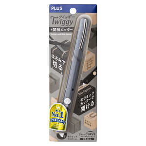 プラス ハサミ フィットカットカーブ ツイッギー+開梱カッター ダークグレー SC-150P