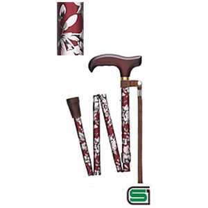 フジホーム ステッキ ベーシック折畳 S 花柄赤 