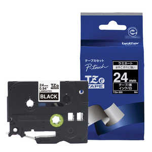 ブラザー brother 【純正】ピータッチ ラミネートテープ 幅24mm (白文字/黒) TZe-355 ブラザー brother 【純正】ピータッチ ラミネートテープ 幅24mm (白文字/黒) TZe-355