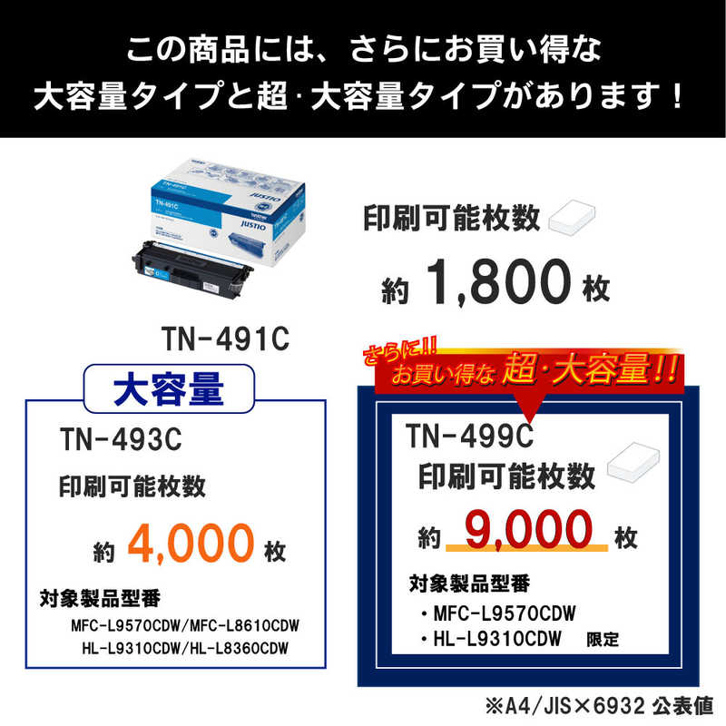 ブラザー　brother ブラザー　brother 【純正】トナーカートリッジシアン 対応型番:HL-L8360CDW､MFC-L8610CDW 他 TN-491C TN-491C