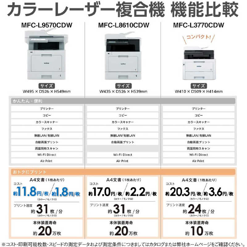 ブラザー brother レーザー複合機 JUSTIO(ジャスティオ) [はがき～A4] MFC-L9570CDW の通販 |  カテゴリ：パソコン・周辺機器・プリンター | ブラザー brother 家電通販のコジマネット - 全品代引き手数料無料
