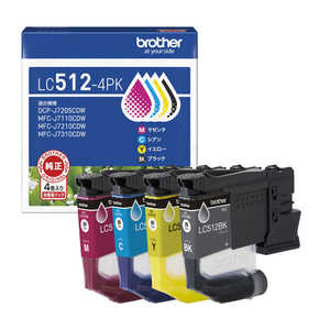 ブラザー　brother (純正)インクカートリッジ 4色パック ブラック シアン マゼンタ イエロー LC512-4PK