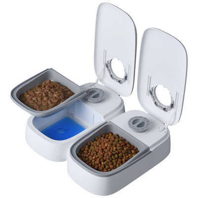 YAMASA ペット自動給餌器 青 猫・犬の自動給餌器・自動餌やり機・餌やり機・自動給餌機