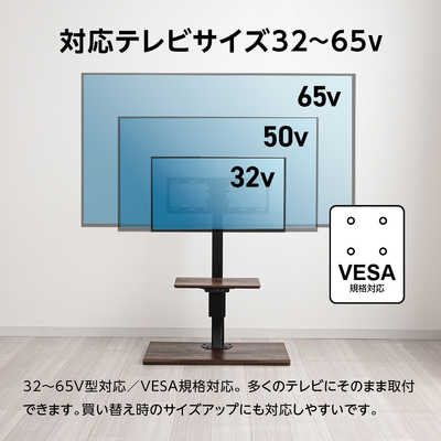 ユアサ 壁寄せ 首振り 壁掛け風 テレビボード ハイタイプ 65インチ対応