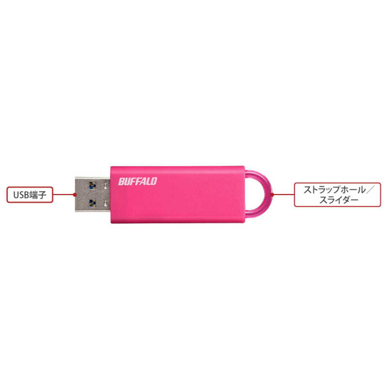 BUFFALO BUFFALO USBメモリー 16GB USB3.1 ノック式 (ピンク) RUF3-KS16GA-PK RUF3-KS16GA-PK