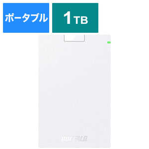 ＜コジマ＞ BUFFALO 外付けHDD ホワイト [ポータブル型 /1TB] ホワイト HDPCG1.0U3BWA