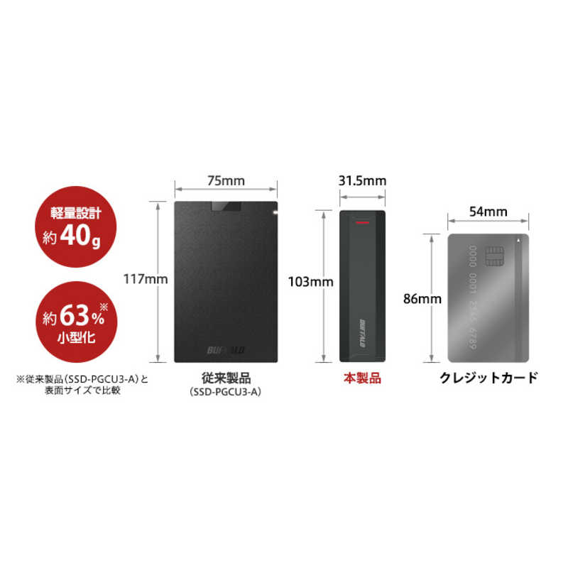 BUFFALO BUFFALO 外付けSSD ブラック [ポータブル型 /500GB] SSD-PH500U3-BA SSD-PH500U3-BA